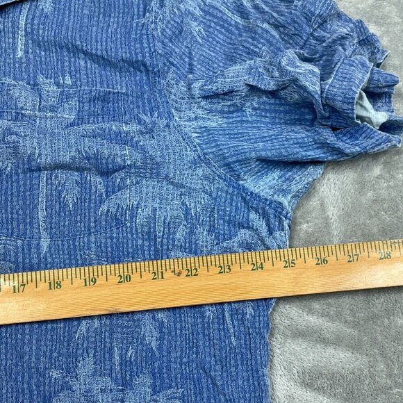Vintage Blue Hawaiian Silk Button-Up Shirt XL  6355 - Picture 6 of 7